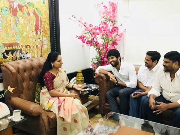 vijay deverakonda and geetha govindam team meets mp kavitha vijay deverakonda and geetha govindam team meets mp kavitha