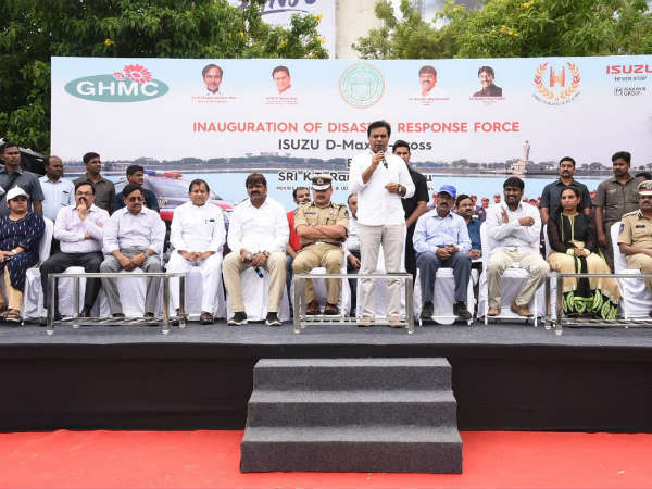 KTR Launches Disaster Response Force in Hyderabad KTR Launches Disaster Response Force in Hyderabad