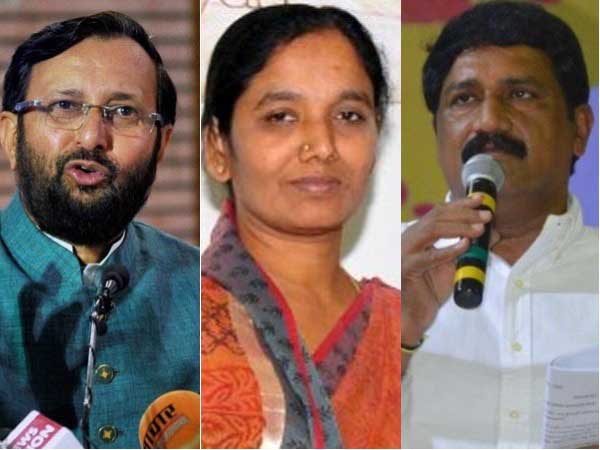 Ganta and Sunitha question over Poll promices, Javadekar counter without politics Ganta and Sunitha question over Poll promices, Javadekar counter without politics