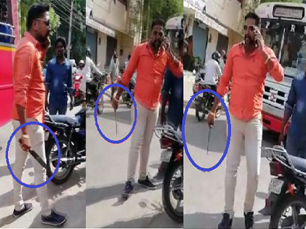 Man Hulchul With Knife in AP Capital area Man Hulchul With Knife in AP Capital area