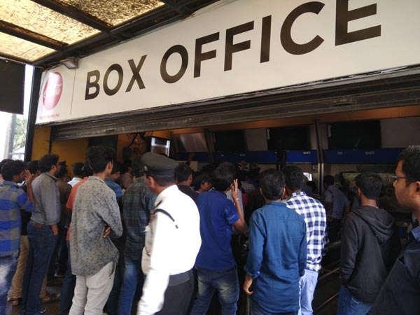 People protesting at Prasad IMAX for the cancellation of shows People protesting at Prasad IMAX for the cancellation of shows