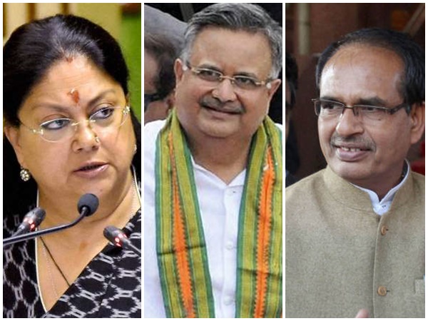మధ్యప్రదేశ్, రాజస్థాన్లలో బీజేపీ హవా, ఛత్తీస్గఢ్లో కాంగ్రెస్