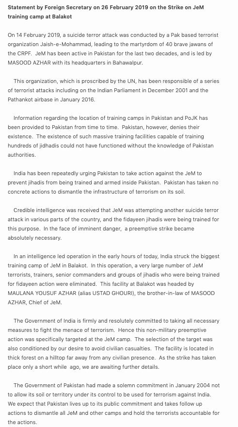 Full statement of Foreign Secretary Vijay Gokhale on air strikes Full statement of Foreign Secretary Vijay Gokhale on air strikes