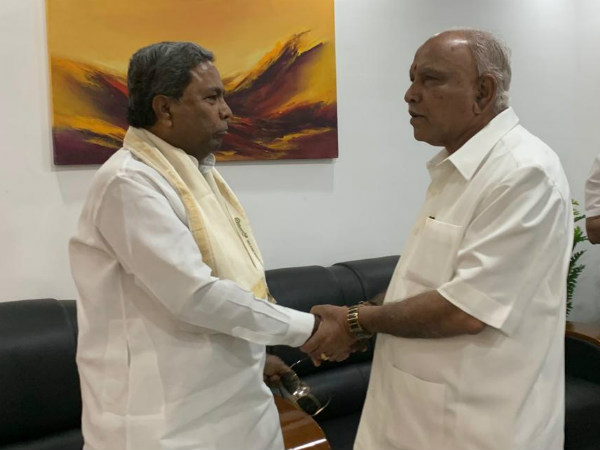 Karntaka former chief ministers BS Yeddyurappa and Siddaramaiah met with each other in Hubballi airport. Karntaka former chief ministers BS Yeddyurappa and Siddaramaiah met with each other in Hubballi airport.