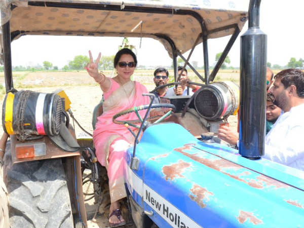 previous farm, today tractor drive : hemamalini election campaign previous farm, today tractor drive : hemamalini election campaign