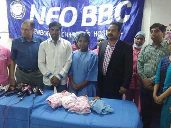 Hyderabad woman delivers quadruplets Hyderabad woman delivers quadruplets