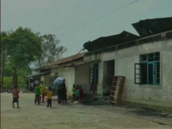 A Christian missionary school in Sugnu of Manipurs Kakching district was burnt down A Christian missionary school in Sugnu of Manipurs Kakching district was burnt down