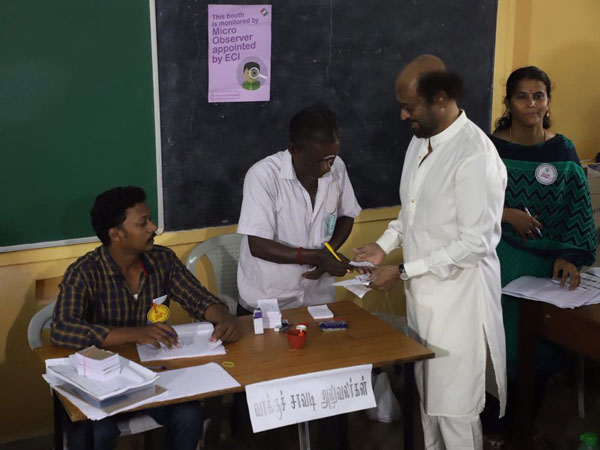 Kamal Haasan and Rajinikanth Cast their Vote in Chennai Kamal Haasan and Rajinikanth Cast their Vote in Chennai