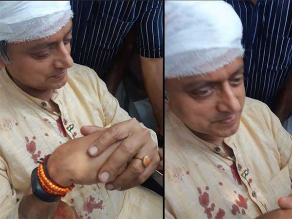 Shashi Tharoor injured as weighing balance breaks during thulabharam ritual Shashi Tharoor injured as weighing balance breaks during thulabharam ritual