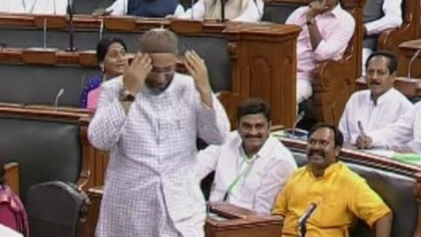 అసద్ లేవగానే జై భారత్ నినాదాలు