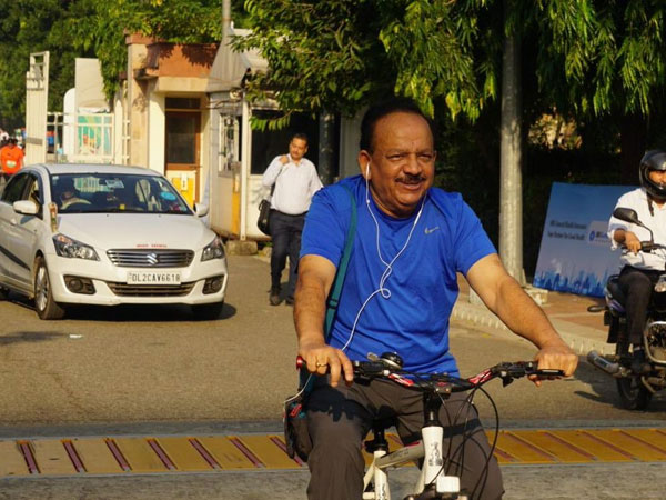 Dr Harsh Vardhan has arrived on a cycle to take charge of his ministry Dr Harsh Vardhan has arrived on a cycle to take charge of his ministry