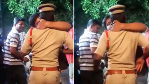 police kissed by hyderabad guy in bonalu celebrations police kissed by hyderabad guy in bonalu celebrations