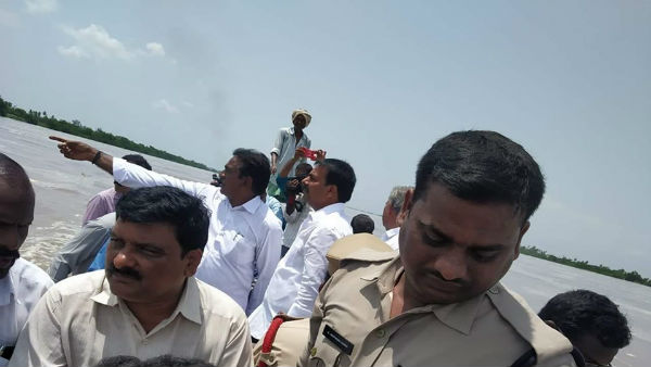 YSRCP MLA narrowly escaped from drowning from flood water of River Krishna in Guntur District YSRCP MLA narrowly escaped from drowning from flood water of River Krishna in Guntur District