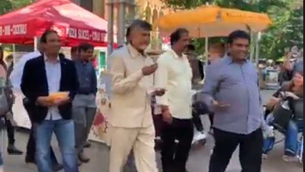అమెరికాలో వీధుల్లో చంద్రబాబు సందడి..