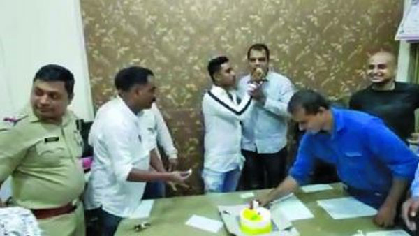 Five Cops Suspended for Celebrating a criminal birthday inside police station Five Cops Suspended for Celebrating a criminal birthday inside police station