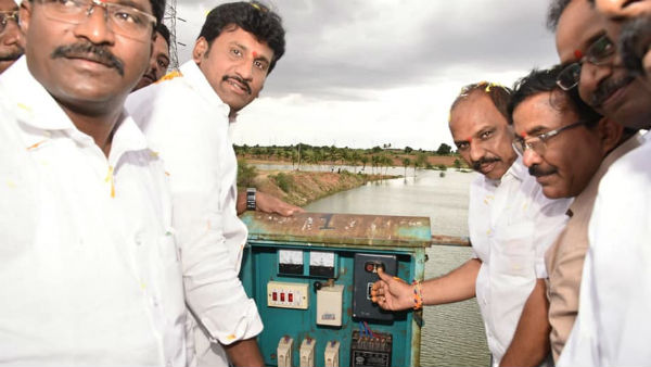 Krishna Water released to Handri Neeva Sujala Sravanthi project from jeedipalli reservoir Krishna Water released to Handri Neeva Sujala Sravanthi project from jeedipalli reservoir
