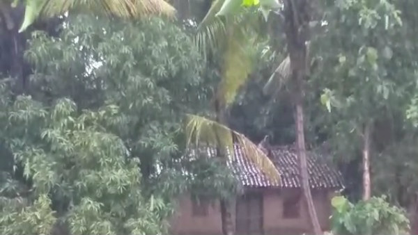The couple standing on the home calling to protect them from the flood The couple standing on the home calling to protect them from the flood