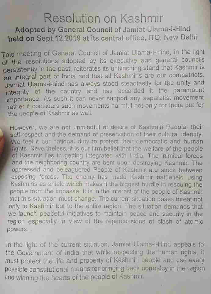 Leading Islamic outfit says Kashmir integral part of India, supports Modi governments Article 370 move Leading Islamic outfit says Kashmir integral part of India, supports Modi governments Article 370 move
