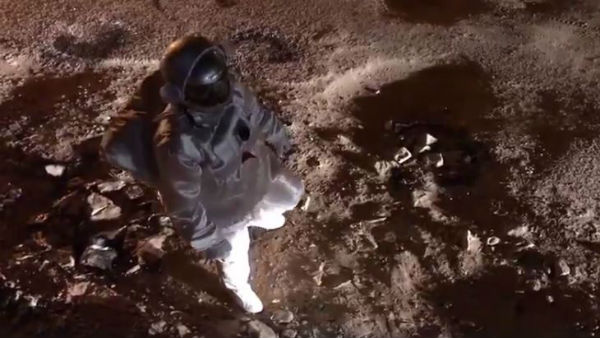 Astronaut walks on surface not on moon But in Bengaluru path holes road Astronaut walks on surface not on moon But in Bengaluru path holes road