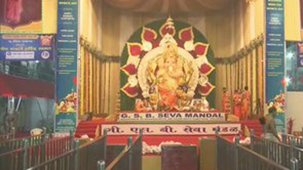 Preparations being done at the pandal of GSB Seva Mandal for the darshan of gold Ganesh Preparations being done at the pandal of GSB Seva Mandal for the darshan of gold Ganesh