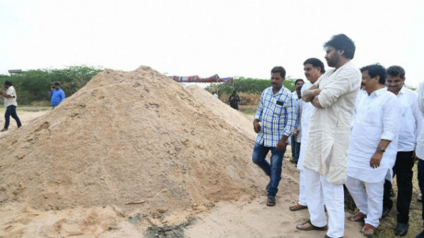 ఇసుక స్టాక్ పాయింట్స్ వద్ద పవన్ క్షేత్ర స్థాయి పరిశీలన