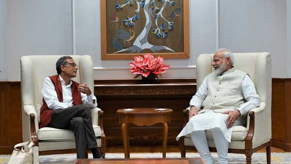 Nobel Prize winner Abhijit banerjee meets PM Modi at his residence Nobel Prize winner Abhijit banerjee meets PM Modi at his residence