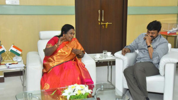 cine Hero chiranjeevi met Governor Tails soundar Rajan in Raj Bhavan..invited her to watch Syra movie cine Hero chiranjeevi met Governor Tails soundar Rajan in Raj Bhavan..invited her to watch Syra movie