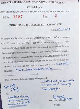 ghmc imposed heavy penalty to construction company for damaging road ghmc imposed heavy penalty to construction company for damaging road