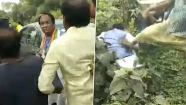 WB BJP Vice President and candidate for Karimpur bypoll, Joy Prakash Majumdar manhandled allegedly by TMC workers WB BJP Vice President and candidate for Karimpur bypoll, Joy Prakash Majumdar manhandled allegedly by TMC workers