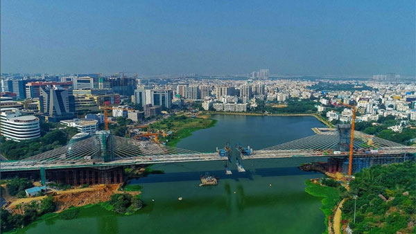 Durgam lake seem to be in new look with hitech birdge construction Durgam lake seem to be in new look with hitech birdge construction
