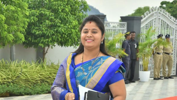 AP Deputy CM Pushpa Srivani facing difficulties that she is not fluent in english AP Deputy CM Pushpa Srivani facing difficulties that she is not fluent in english