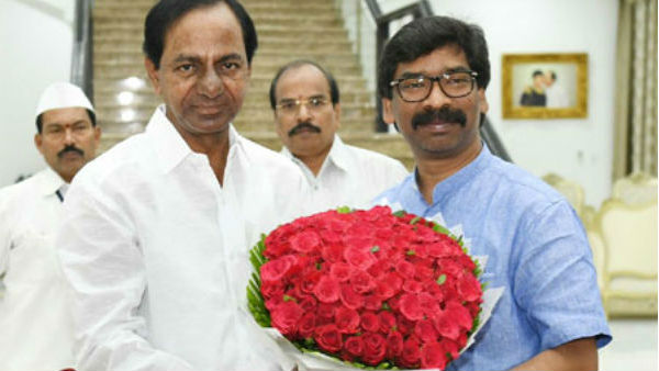 Telangana CM KCR congratulates Hemant Soren on JMM victory in Jharkhand Telangana CM KCR congratulates Hemant Soren on JMM victory in Jharkhand