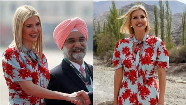 Ivanka trump gets huge welcome at Motera Stadium, she repeats floral dress Ivanka trump gets huge welcome at Motera Stadium, she repeats floral dress