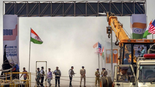 Ahead Of Donald Trumps Visit, Entry Gate Of Ahmedabads Motera Stadium Collapses Ahead Of Donald Trumps Visit, Entry Gate Of Ahmedabads Motera Stadium Collapses