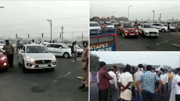 రోడ్లపైనే వందలాది వాహనాలు