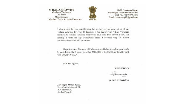 YSRCP MP Bala Showry allocates Rs.4 Crore to Chief Minister Relief Fund to combat Covid-19 YSRCP MP Bala Showry allocates Rs.4 Crore to Chief Minister Relief Fund to combat Covid-19