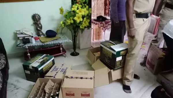 Bottles found stocked in washroom of an apartment flat in Narsaraopet in Guntur district Bottles found stocked in washroom of an apartment flat in Narsaraopet in Guntur district