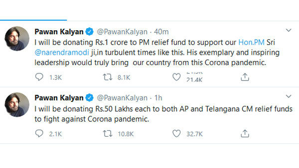 కేంద్రానికి కోటి, తెలుగురాష్ట్రాలకు కోటి విరాళం