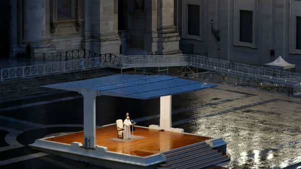 Pope Francis Prays Alone In St. Peters Square amid the Coronavirus outbreak Pope Francis Prays Alone In St. Peters Square amid the Coronavirus outbreak