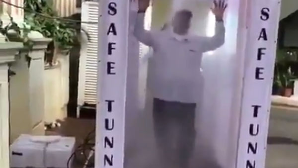 3V Safe Tunnel a Disinfectant tunnel installed at Telangana DGP office in Hyderabad 3V Safe Tunnel a Disinfectant tunnel installed at Telangana DGP office in Hyderabad