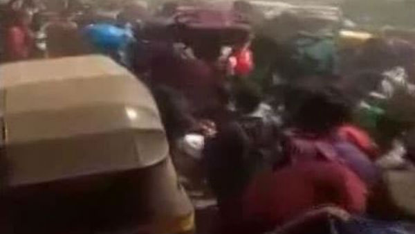 thousands of Bihar Migrants Outside Mumbais Bandra Station thousands of Bihar Migrants Outside Mumbais Bandra Station