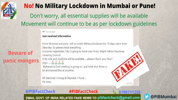 fact check: No military lockdown of Mumbai, Pune announced fact check: No military lockdown of Mumbai, Pune announced