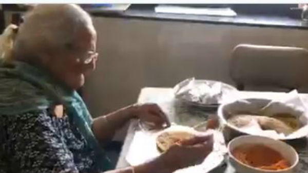 99-year-old Woman Packing Food for Migrant Workers in Mumbai.. 99-year-old Woman Packing Food for Migrant Workers in Mumbai..