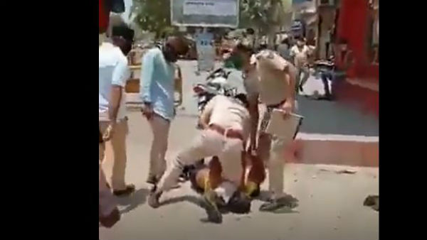 Jodhpur Police in Rajasthan repeat of George Floyd incident Jodhpur Police in Rajasthan repeat of George Floyd incident