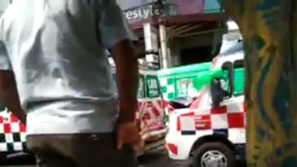 108, 104 Ambulances met accident at Bandar Road in Vijayawada, 3 vehicles were damaged 108, 104 Ambulances met accident at Bandar Road in Vijayawada, 3 vehicles were damaged