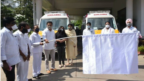 Gift a smile campaign:Minister KTR flags off six COVID-19 Response Ambulances Gift a smile campaign:Minister KTR flags off six COVID-19 Response Ambulances