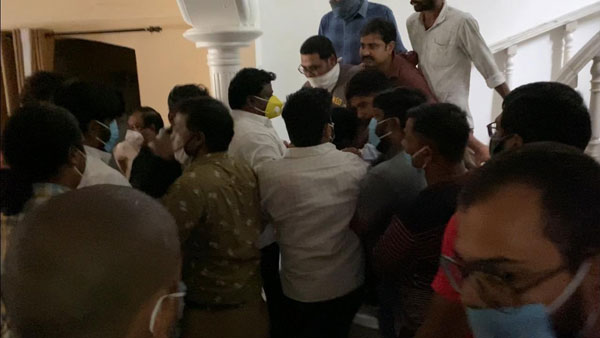 POWER STAR movie row: alleged janasena activists attack ram gopal varmas office POWER STAR movie row: alleged janasena activists attack ram gopal varmas office