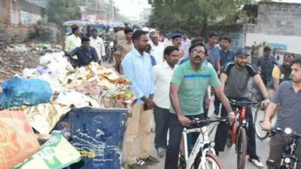 Telangana Minister Puvvada Ajay Kumar traveled all over the city on bicycle Telangana Minister Puvvada Ajay Kumar traveled all over the city on bicycle
