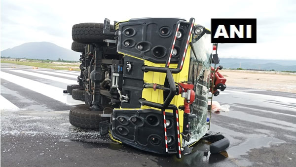 Fire engine was overtuned at Renigunta Airport runway on Sunday Fire engine was overtuned at Renigunta Airport runway on Sunday