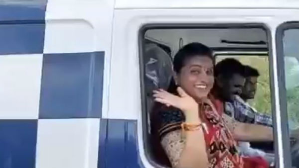 YSRCP MLA RK Roja launches 108 vehicle in Nagari, drives the vehicle. YSRCP MLA RK Roja launches 108 vehicle in Nagari, drives the vehicle.